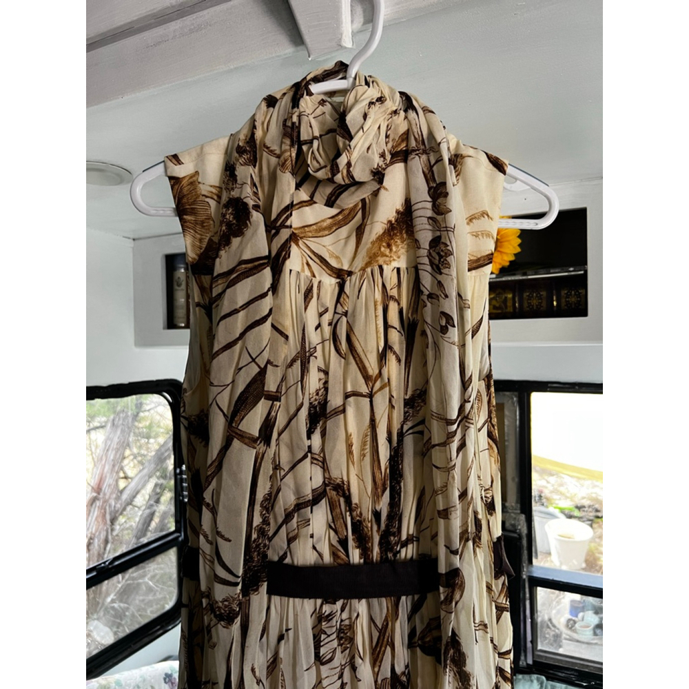 Women's Banana Republic Beige Brown Printed Sleeveless Maxi Dress S - Picture 4 of 7